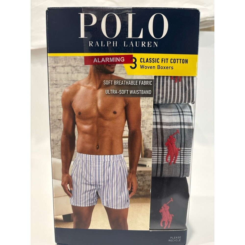 Polo Ralph Lauren 3 Pack Woven Boxers Classic Fit Cotton XL New
